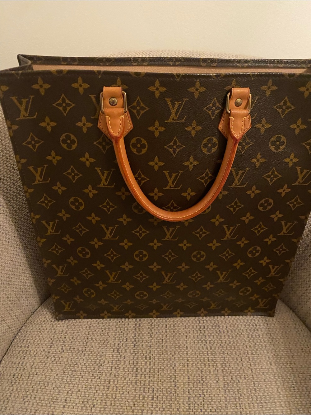 Sac Plat Tote Louis Vuitton Monogram Vachetta Handles. Iconic.